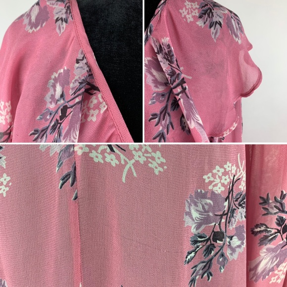 ⚡️[TOPSHOP] Pink Floral Ruffle Blouse | Size 2 - Picture 8 of 9